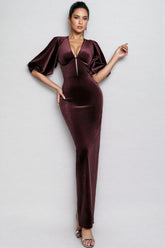 Ryla Burgundy Backless Maxi Dress