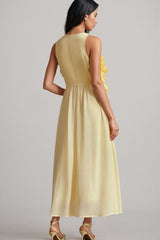 Xaelyth Yellow 3D Floral Maxi Dress