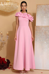 Yvonne Pink 3D Floral Maxi Dress