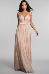 Crispina Pink Strappy Mesh Maxi Dress