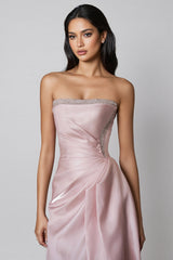 Lyriclr Pink Rhinestone Strapless Maxi Dress