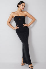 Maisie Beaded Floral Sheath Maxi Dress