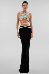 Zev Diamond Vest Maxi Dress Set
