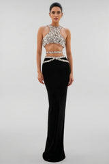 Zev Diamond Vest Maxi Dress Set