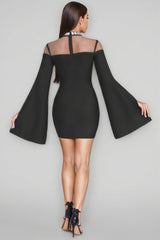 Della Rhinestone Long Sleeve Split Mini Dress