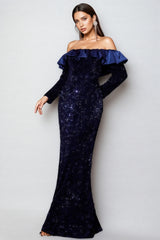 Giavanna Fishtail Sequinned Maxi Dress