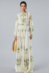 Finloe Belted Leaf Floral Print Maxi Dress