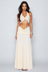 Posy Backless Top Low Waist Maxi Dress Set