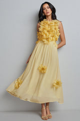 Xaelyth Yellow 3D Floral Maxi Dress