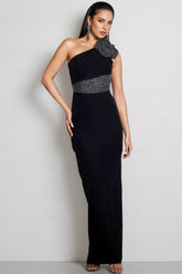Evelda Sleeveless Rhinestone Floral Maxi Dress