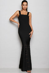 Quillx Black Strapless Fishtail Maxi Dress
