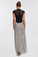 Xenia Fringe Beaded Maxi Dress Two Piece Set