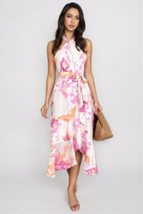 Maude Printed Split Tie Maxi Dress