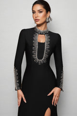 Nyred Black Sequined High Split Maxi Dress