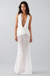 Zeni 3D Floral Backless Maxi Dress
