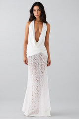 Zeni 3D Floral Backless Maxi Dress