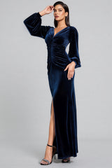 Piva High Split Long Sleeve Maxi Dress