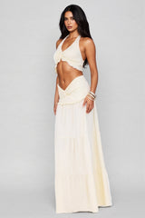 Posy Backless Top Low Waist Maxi Dress Set