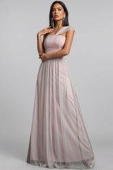 Ayven Pink One-Shoulder Mesh Maxi Dress