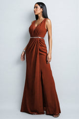 Wani V-Neck Split Maxi Dress