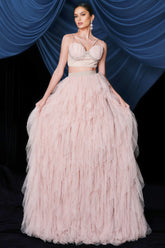 Kacy Halter Mesh Under Skirt Two Piece Set