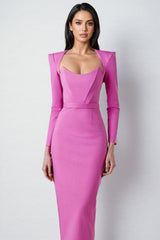 Thandiwe Square Neck Cowl Shoulder Maxi Dress-Rose