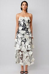 Rena Solid Colour 3D Floral Embellishment Maxi Dress