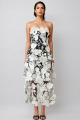 Rena Solid Colour 3D Floral Embellishment Maxi Dress