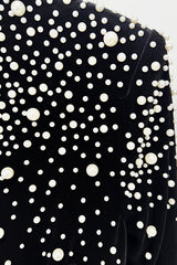 Junrty Black Pearl Beaded Maxi Dress