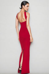 Aroa Sheath Tight Neckline Maxi Dress