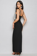 Eirike Glitter Diamond High Split Maxi Dress