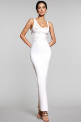 Yeriel White Cross Cut-outs Maxi Dress