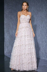 Maelys Embroidered Pink Halter Maxi Dress