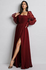 Wera Mesh Square Neck Maxi Dress