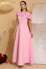 Yvonne Pink 3D Floral Maxi Dress