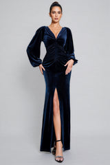 Piva High Split Long Sleeve Maxi Dress