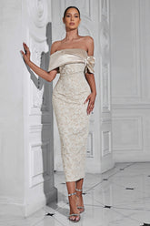 Janeeva Sheath Back Split Slim Midi Dress