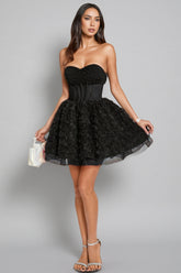 Ralpae 3D Floral Puff Mini Dress