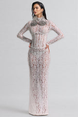 Davina White Lace Floral Maxi Dress