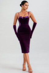 Umric Purple Strapless Midi Dress