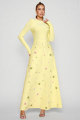 Konka Yellow Beaded Maxi Dress