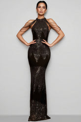Ashlynn Black Sleeveless Sequinned Maxi Dress