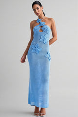 Remyed Openwork Knit 3D Floral Maxi Dress