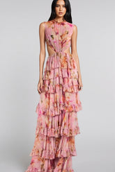 Liora High Waisted Printed Maxi Dress