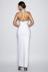 Yeney White 3D Floral Bandage Maxi Dress