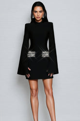 Selene Black Bandage Diamond Mini Dress