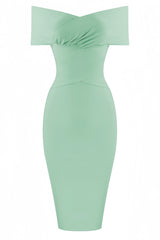 Keira Light green open-shoulder Maxi dress
