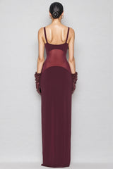 Eirand Red Halter Mesh Maxi Dress