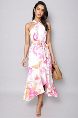 Maude Printed Split Tie Maxi Dress