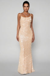 Maelk Backless Sequin Fishtail Maxi Dress